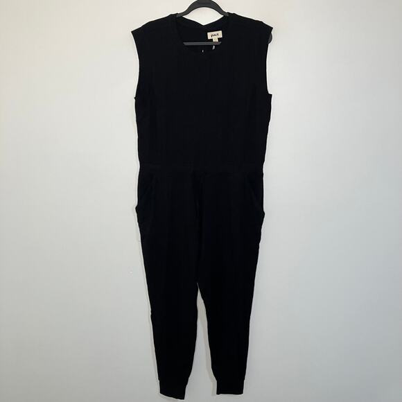 NWT PACT Women's Black Relaxed Slub Muscle Tee Jumpsuit Large - Picture 1 of 4
